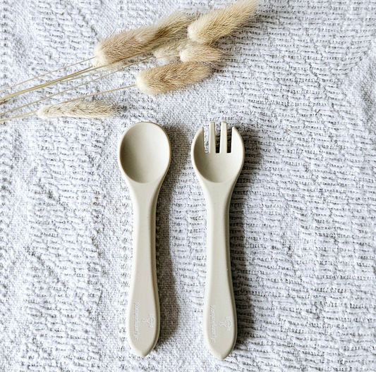 Set 2 couverts pour assiette ours - Beige