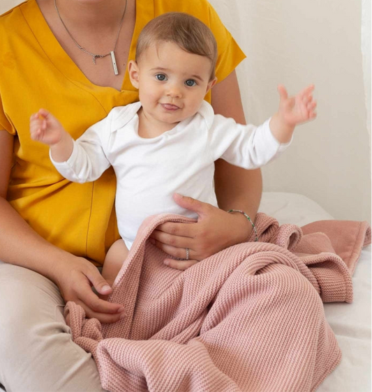 Couverture tricot - Vieux rose